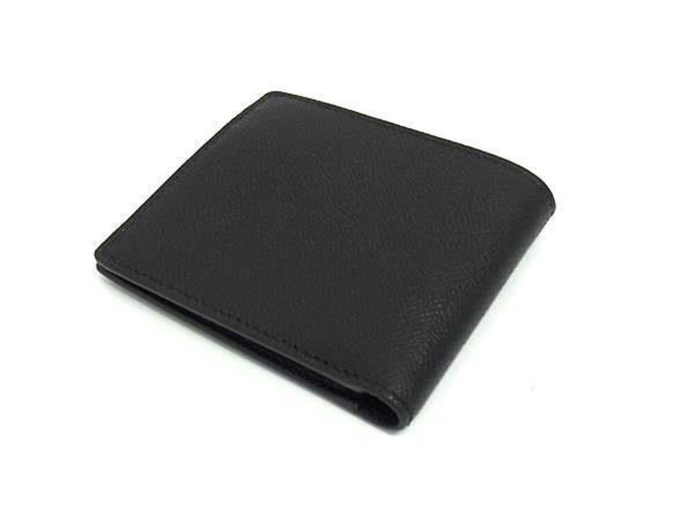 Burberry Leather Wallet Black fold TB Billfold Bi Black